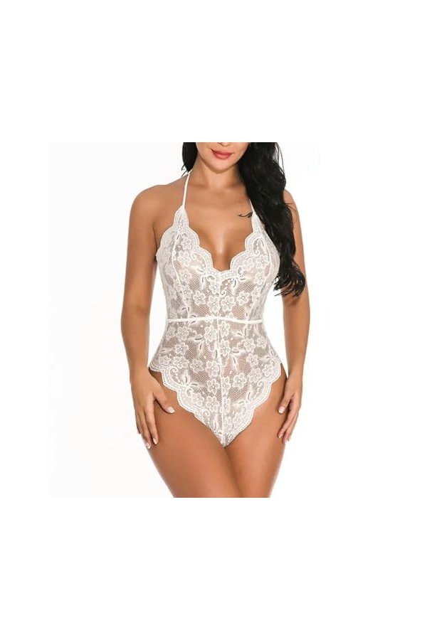 Lingerie dos nu en dentelle en maille pour femme