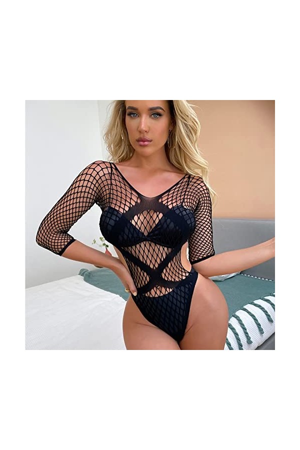 BAWHO Ensemble Nuisette, Lingerie Sexy de Style Ouvert, Ensemble de Lingerie délicate et Sexy, Pyjama Une pièce en résille Te