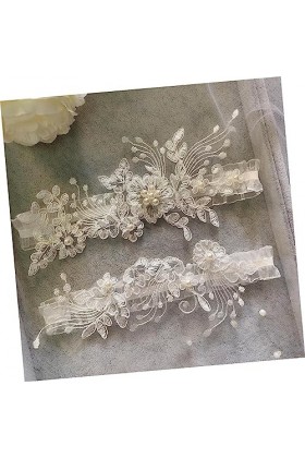 Abaodam 2 Paires Jarretière en Dentelle Cuisse Kit Macramé Jambe Unique Jarretières De Mariage pour La Mariée Jarretelles De 