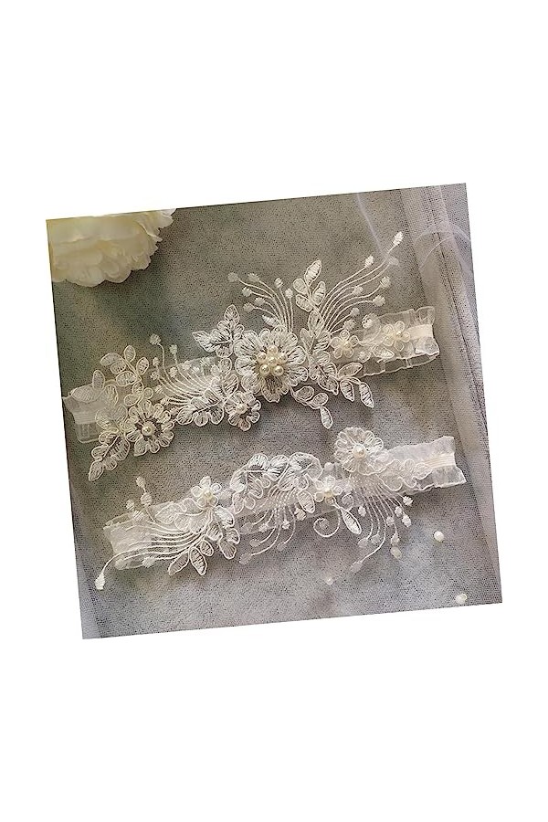 Abaodam 2 Paires Jarretière en Dentelle Cuisse Kit Macramé Jambe Unique Jarretières De Mariage pour La Mariée Jarretelles De 