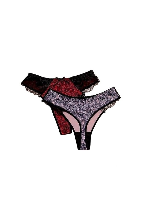 LLaviD Culotte Femme 3pcs Lot Tongs pour Les Femmes De Grande Taille De Grande Taille L-5xl String pour Filles Scénario Culte