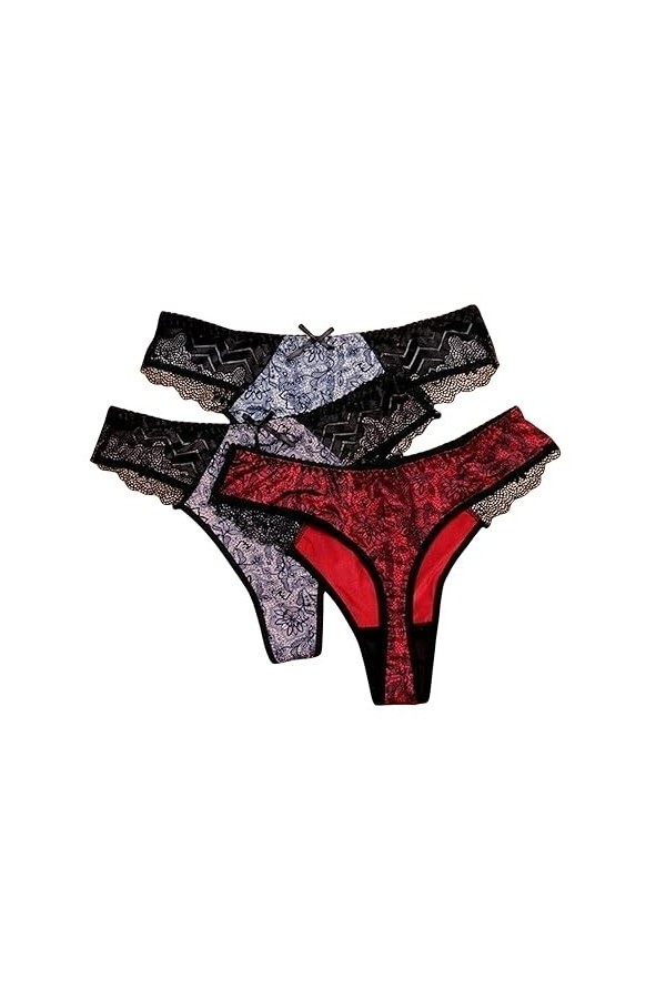 LLaviD Culotte Femme 3pcs Lot Tongs pour Les Femmes De Grande Taille De Grande Taille L-5xl String pour Filles Scénario Culte