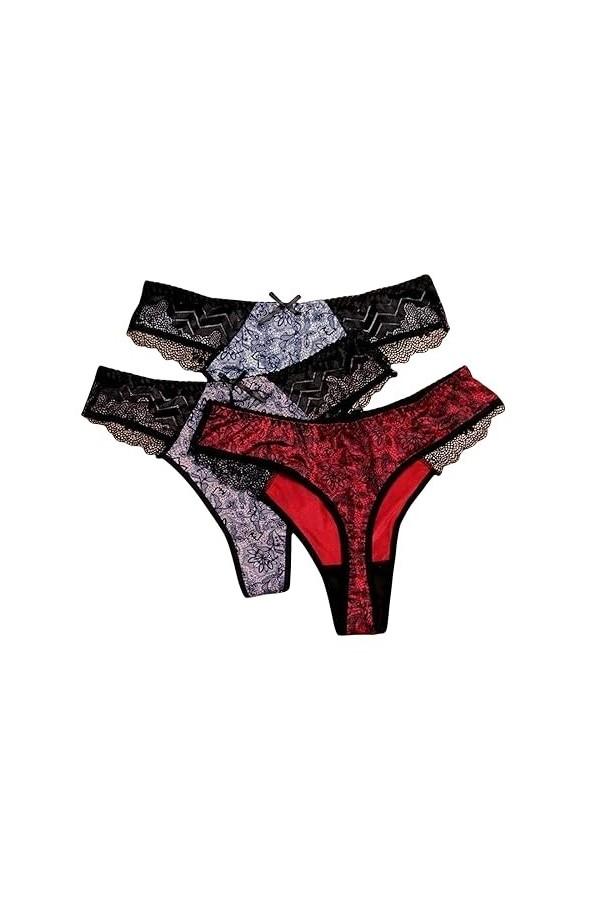 LLaviD Culotte Femme 3pcs Lot Tongs pour Les Femmes De Grande Taille De Grande Taille L-5xl String pour Filles Scénario Culte