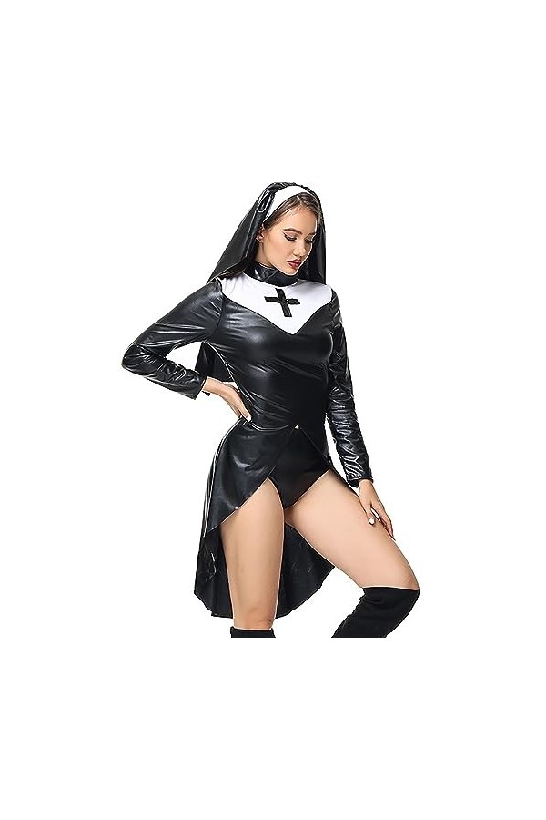Robe gothique de sorcière pour femme - Costume dHalloween - Sexy - Épaules dénudées - Noir - Taille S