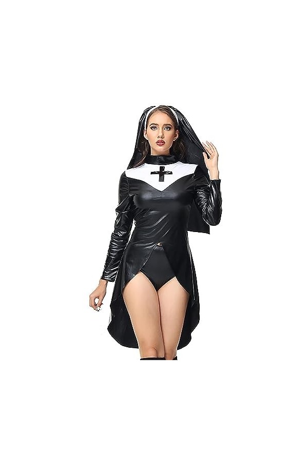 Robe gothique de sorcière pour femme - Costume dHalloween - Sexy - Épaules dénudées - Noir - Taille S