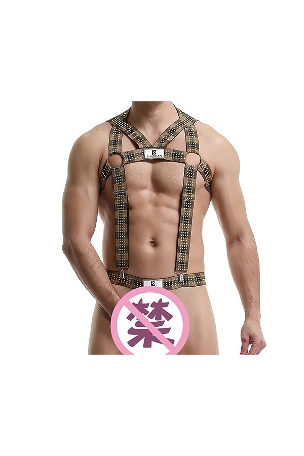 MACIUM Strings Hommes Et Cordes G sous-vêtements pour Hommes Sexy Health Body Shaper Jumpsuit Sexy Mens Underwear,Brun,M