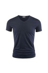 NOGRAX T-Shirt Homme Mens T-Shirt V Collier À Manches Courtes T-Shirt T-Shirt T-Shirt Noir T-Shirts Fitness pour Vêtements Ma