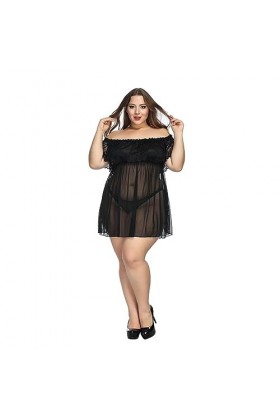 ZTIANEF CorsetSexy Pyjama Transparent épaule Lingerie érotique Chemise de Nuit, Violet, XXL