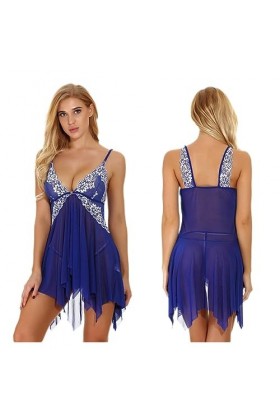 ZTIANEF La grilleRobe érotique Sexy de Lingerie Mince à Poitrine Ouverte pour Femmes, 2, L