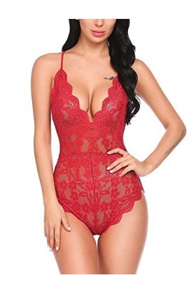 NoëlLingerie érotique Femme Une-pièce Profonde V Dos Dos Sexy sous-vêtements Une pièce, 4, M