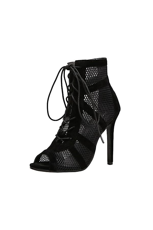 Sandales à talons hauts génériques respirants sandales en maille découpées féminines compatibles avec banquet Noir 39