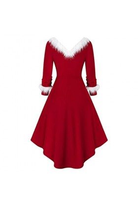 JUTOO Robe À Pois, Père Noël Cosplay Costume Noël Festif Sexy Robe Brodée Sans Bretelles Rouge Rouge,M 
