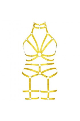 MAMOHSS Ensemble harnais de jambe pour femme, soutien-gorge de cage, lingerie sexy, ceinture élastique rouge, porte-jarretell