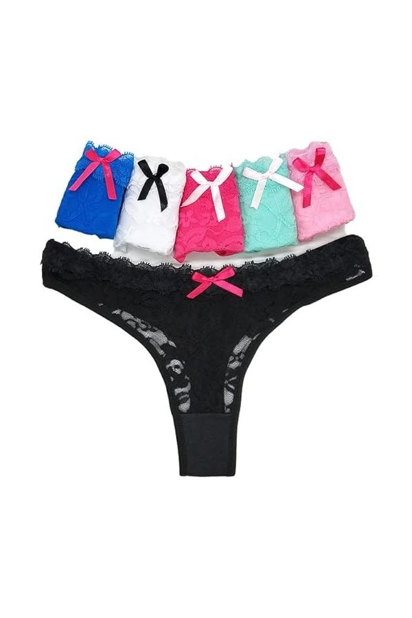 5 pièces/Ensemble Sexy Dentelle String Femmes Taille Basse Culottes sous-vêtements Transparents Dames Lingere Culotte Underwa