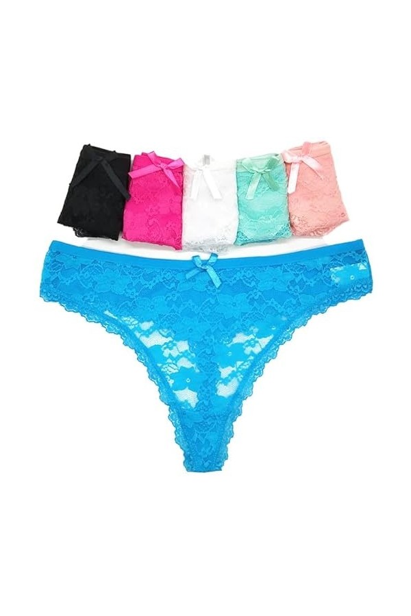 Culotte Femme 5 PCS/Set Femmes Dentelle Culotte sous-Vêtements Solide Couleur Lingerie Sexy G-String String,L