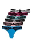 Culottes Sexy 6 PCS/Set Femme G String Taille Basse sous-Vêtements Femmes Sexy Dentelle Coton Strings,XL