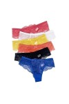 89419 Lingerie Intime Taille Basse 5 PCS/Set Couleur Unie Dentelle Transparente Femme Culotte Culotte-5pcs,M