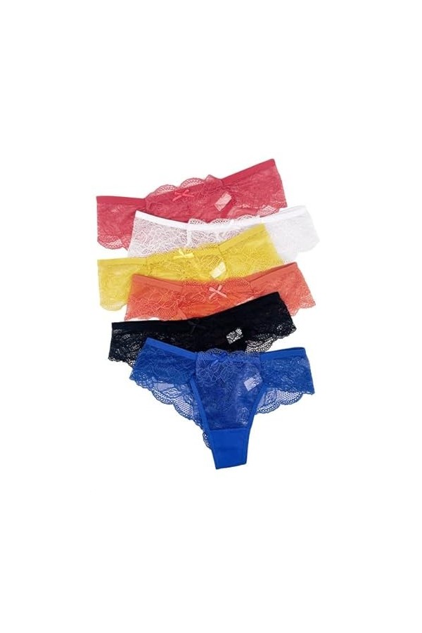 89419 Lingerie Intime Taille Basse 5 PCS/Set Couleur Unie Dentelle Transparente Femme Culotte Culotte-5pcs,M