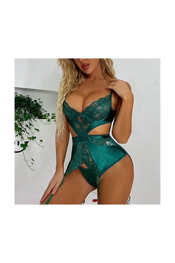 Lingerie Sexy Érotique - &nbsp;Ensemble De Dentelle Pour Femmes Couture De Dentelle Brillante Costume Sexy De Manteau De Base Bust