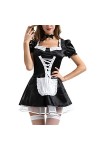 ERNUMK Costume de soubrette avec nœud pour femme robe + cravate - Jolie robe danimation pour femme - Noir - L