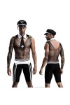 Costume de Police pour Homme Uniforme Police Tentation Police Cosplay Déguisement Ensemble Lingerie Sous-Vêtements Justaucorp