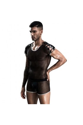 WRAZA sous-Vêtements pour Hommes Gays Costumes Érotiques pour Hommes Tempt Stripper Déguisement Uniformes Tenue Chemise en Ma