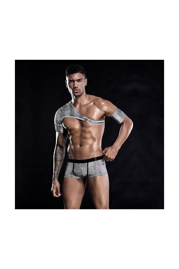 WRAZA Ensemble de Lingerie pour Homme - Costumes Érotiques - Harnais de Poitrine avec Boucles - Costume Fantaisie - Boxer - C