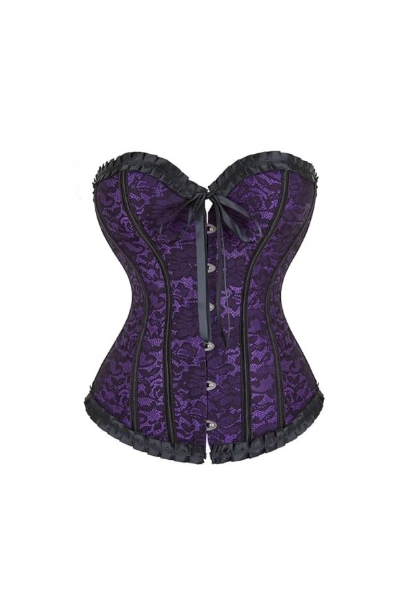 Niiyyjj Corset en dentelle avec boucle sur le devant - Corset à baleines en plastique - Costumes de cosplay, Rouge, X-Large