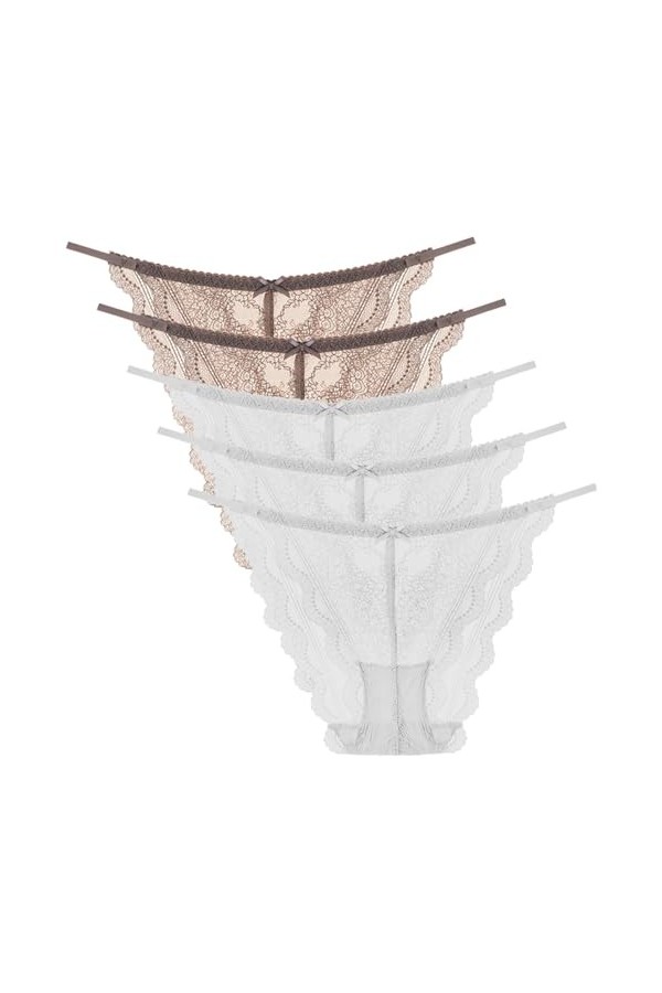 Necalisi Lot de Culotte Femme Lot de 5 Multicolore-1 Femme Dentelle pour Slips Culottes Strings Lingerie Dentelle Culotte Den