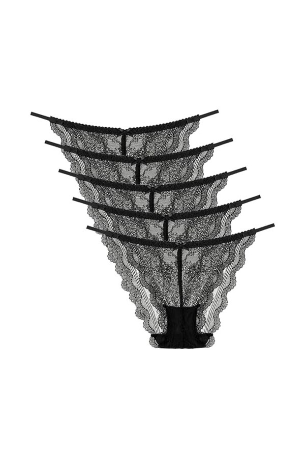 Necalisi Lot de Culotte Femme Lot de 5 Multicolore-1 Femme Dentelle pour Slips Culottes Strings Lingerie Dentelle Culotte Den