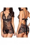 Générique Robe de Nuit pour Femmes Lingeries Robe Sexy Pyjamas Noir XXL 