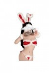 Ensemble de lingerie sexy de Noël en forme de lapin - Costume de soubrette de Père Noël - Bikini - Ensemble soutien-gorge et 