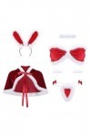 Ensemble de lingerie sexy de Noël en forme de lapin - Costume de soubrette de Père Noël - Bikini - Ensemble soutien-gorge et 