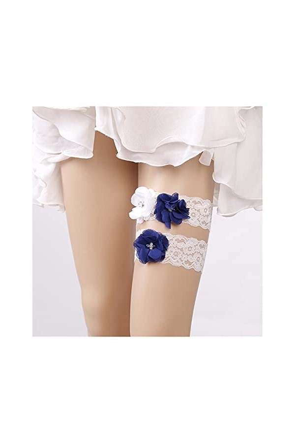 COLIFAS Femmes Jarretière Ceinture pour La Mariée Floral Dentelle Stretch Jarretières Jambe Anneau Ensemble pour Le Mariage D