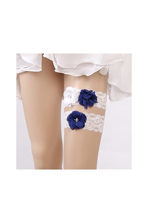 COLIFAS Femmes Jarretière Ceinture pour La Mariée Floral Dentelle Stretch Jarretières Jambe Anneau Ensemble pour Le Mariage D