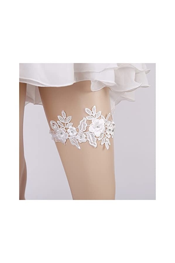 COLIFAS Porte-Jarretelles de Mariage pour Femmes Floral Lace Stretch Jarretières Anneau de Jambe Accessoires de mariée de Bal