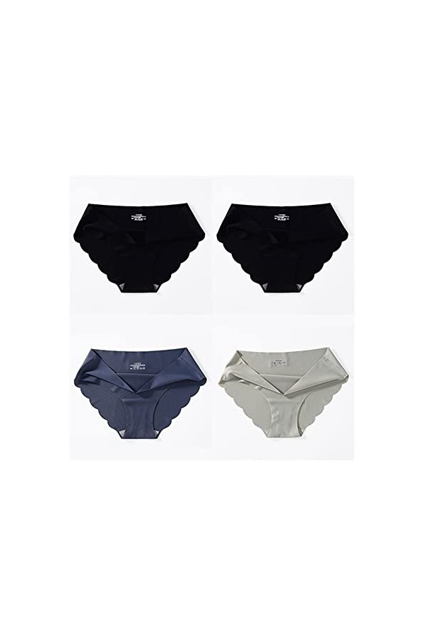 PBLCYUT 4 Pcs/Lot Panties sans Couture for Les Femmes Culotte Simple Glisse de Soie sous-vêtements Femelles Doux Mince Clair 