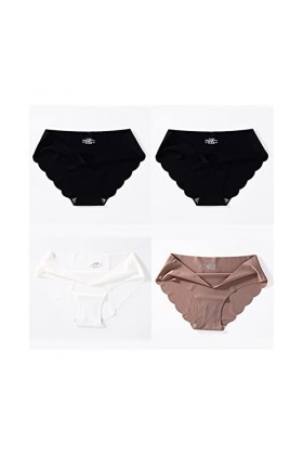 4 Pcs / Lot Panties sans couture for les femmes culotte simple glisse de soie sous-vêtements femelles doux mince clair Panti 