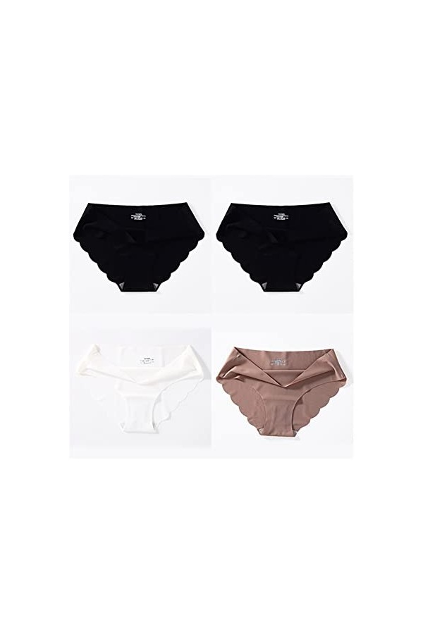 4 Pcs / Lot Panties sans couture for les femmes culotte simple glisse de soie sous-vêtements femelles doux mince clair Panti 