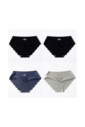 PBLCYUT 4 Pcs/Lot Panties sans Couture for Les Femmes Culotte Simple Glisse de Soie sous-vêtements Femelles Doux Mince Clair 