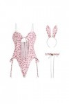 JasmyGirls Costume de lapin sexy motif léopard cosplay lingerie coquine Kawaii Anime Maid jeu de rôle tenue lapin évider body
