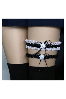 ZZSRJ 2 pièces/Ensemble de jarretières de Jambe Sexy Bridal Mariage Partie de Mariage Color : Svart, Taille : One Size 