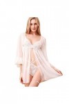 JUGUU Women Sexy Lingerie Pyjama Sexy en Maille Transparente en Dentelle De Lingerie Sexy Blanche-Blanc_Taille Unique