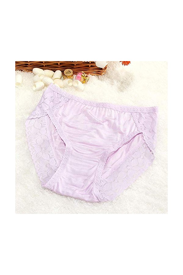 Bayrick Women sous-vêtementCulotte en Soie de Soie Mulberry Culotte en Dentelle Taille Moyenne Culotte Femme * 2-C_M