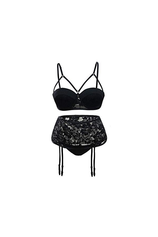 Grande Taille Porno Femmes Lingerie Sexy Corset Dentelle Érotique Babydoll Sexy sous-Vêtements Costumes Bras + Slips + Jarret