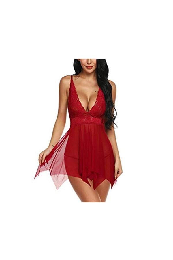 Erotic underwear-ZY Nuisettes Sexy Femme Costumes Sexy Femme Lingerie Sexy Femme Lingerie Sexy Scission Irrégulière Bleue L