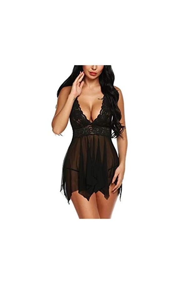 Erotic underwear-ZY Nuisettes Sexy Femme Costumes Sexy Femme Lingerie Sexy Femme Lingerie Sexy Scission Irrégulière Bleue L