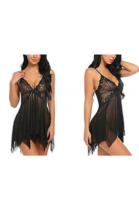 Erotic underwear-ZY Nuisettes Sexy Femme Costumes Sexy Femme Lingerie Sexy Femme Lingerie Sexy Divisée Irrégulière Noir XL
