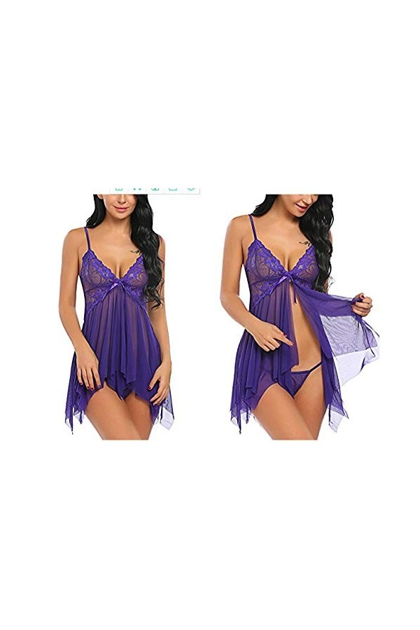 Erotic underwear-ZY Nuisettes Sexy Femme Costumes Sexy Femme Lingerie Sexy Femme Lingerie Sexy Divisée Irrégulière Noir XL