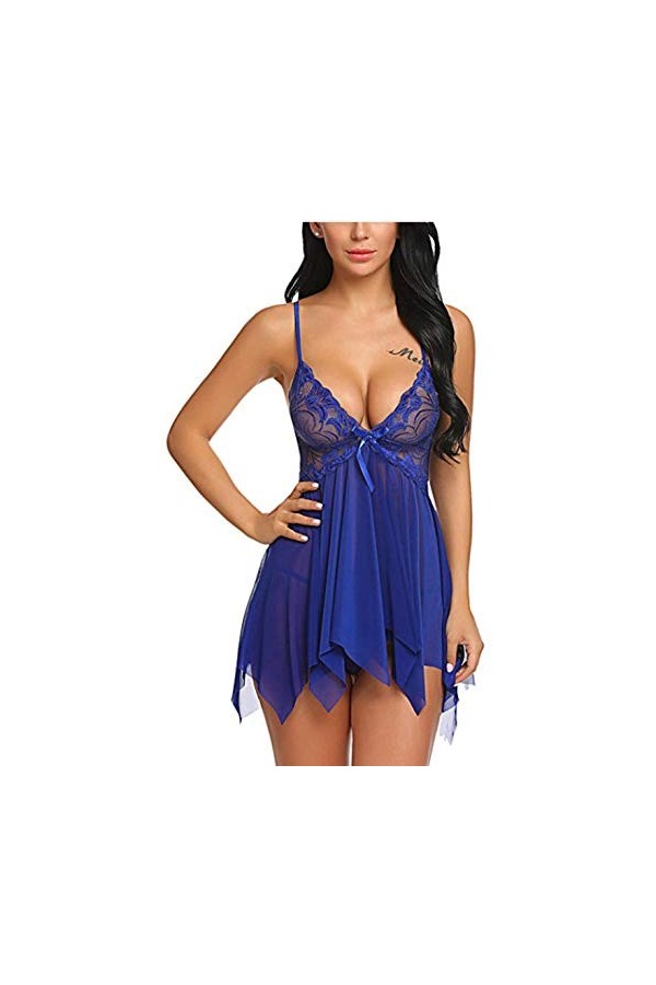 Erotic underwear-ZY Nuisettes Sexy Femme Costumes Sexy Femme Lingerie Sexy Femme Lingerie Sexy Divisée Irrégulière Noir XL